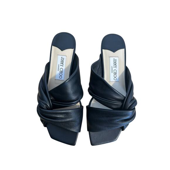 Jimmy Choo Black Leather Open Toe Slide Sandal Flat Size 36.5 - Picture 4 of 13